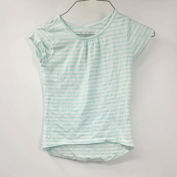 CHILDREN'S PLACE Blue Striped Top Girls Size 7 / 8 - Picture 1 of 4